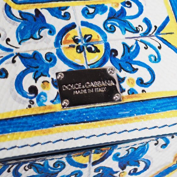 Dolce & Gabbana Majolica Print Miss Sicily Medium Bag Blue White - Picture 11 of 11